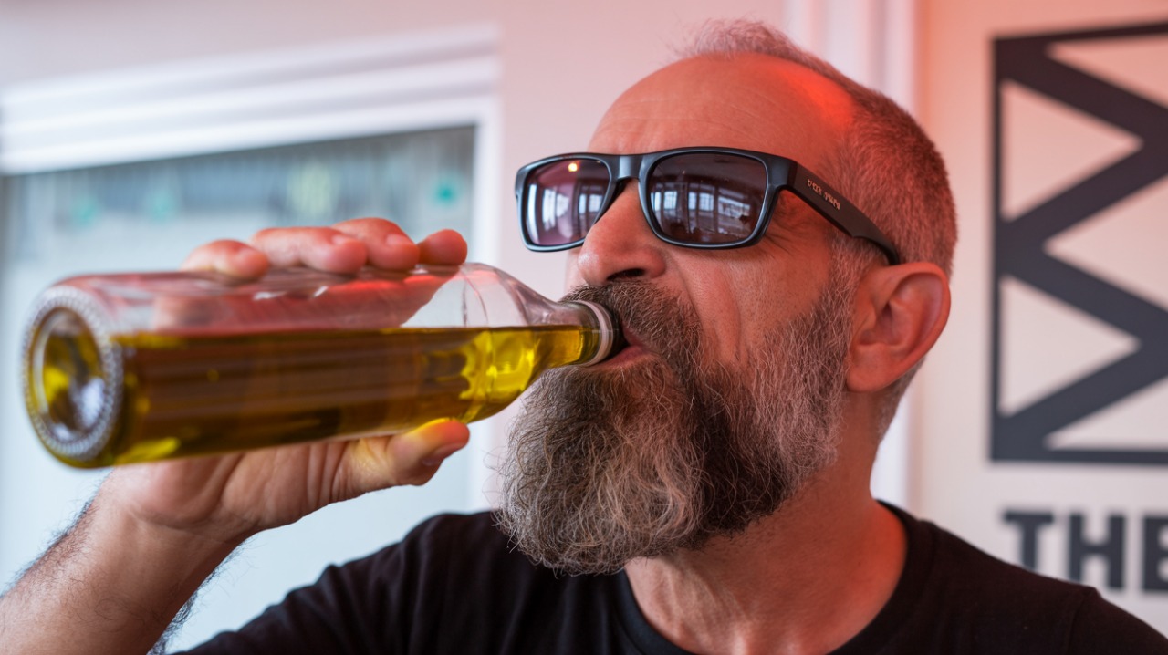 Man drinking supplement